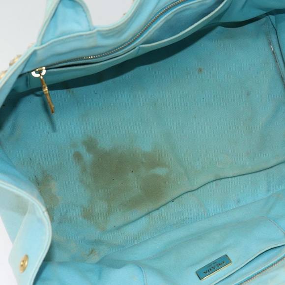 PRADA Canapa GM Hand Bag Canvas 2way Light Blue Auth 87668 - Picture 11 of 16